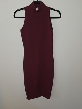 Michael Kors Sleeveless Turtleneck Midi Dress in Burgundy